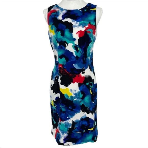 Mario Serrani Italy Dress Women’s Size 8 White With Colorful Print Sleeveless - Picture 1 of 8